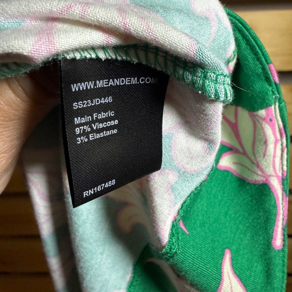 ME+EM Maxi Dress Women 8 Green Pink Floral Lily Mock Neck Sleeveless Resort - Picture 8 of 9